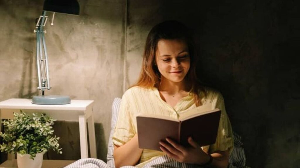 nighttime book reading