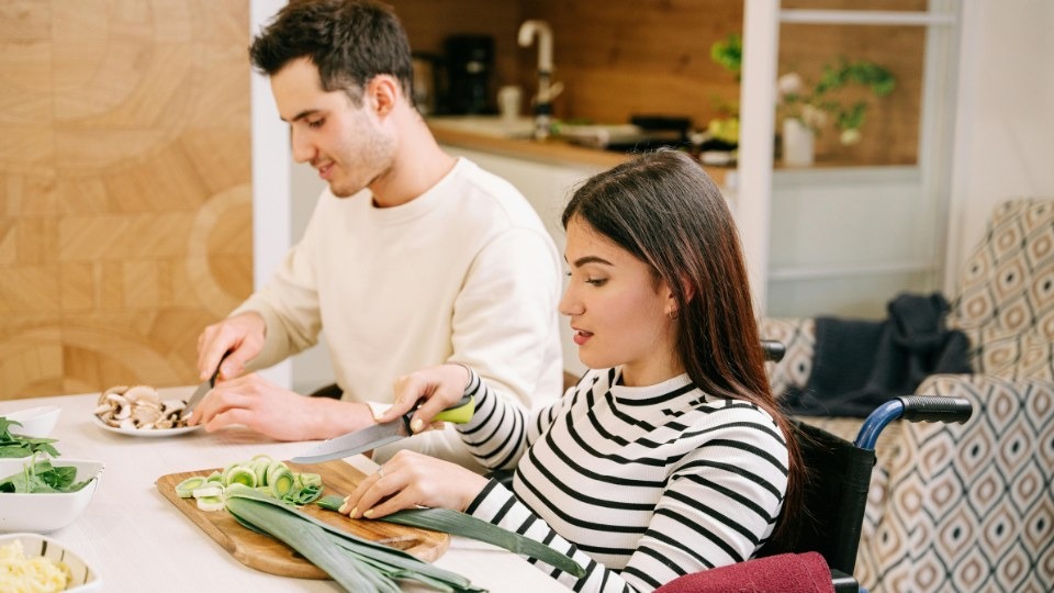 cooking a meal side by side